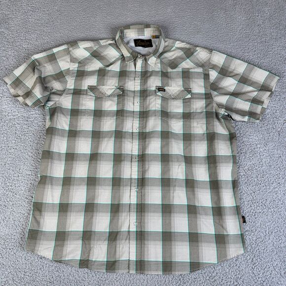 Howler Brothers Other - Howler Bros Pearl Snap Shirt Men XL Brown Blue Plaid Snap Huckberry Short Sleeve